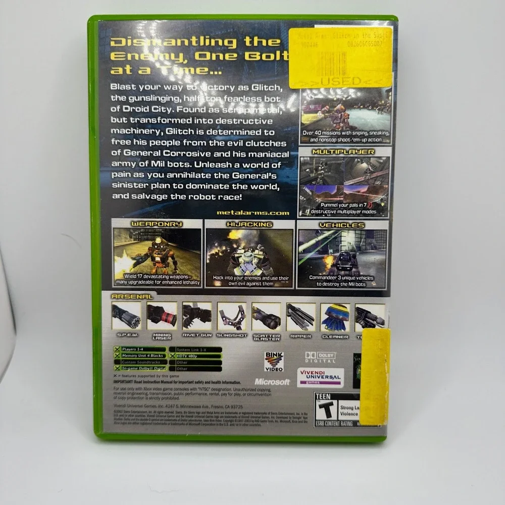Xbox‎ Metal Arms Glitch in the System CIB Game Case and manual